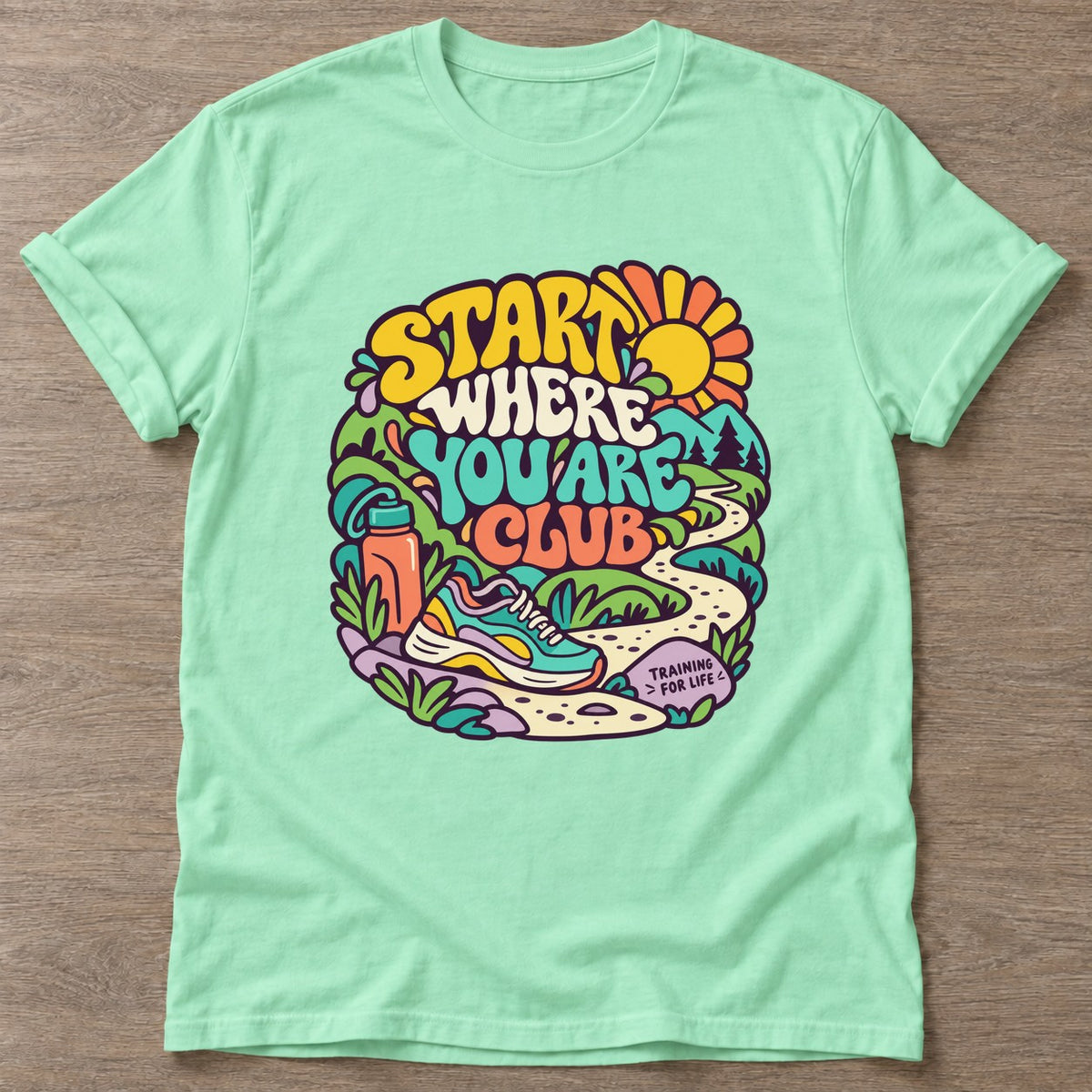 Mint Green Running Trails T-shirt — running design, for women who run