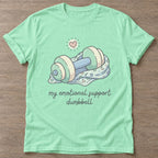 Mint Green Therapy Gains T-shirt — weightlifting design, for women who lift