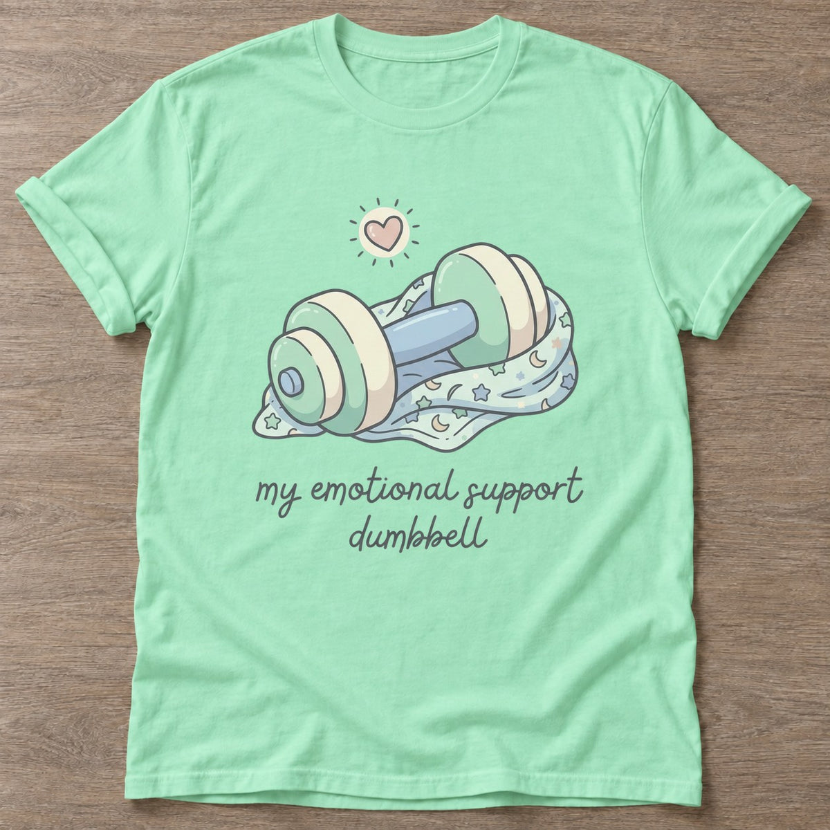 Mint Green Therapy Gains T-shirt — weightlifting design, for women who lift