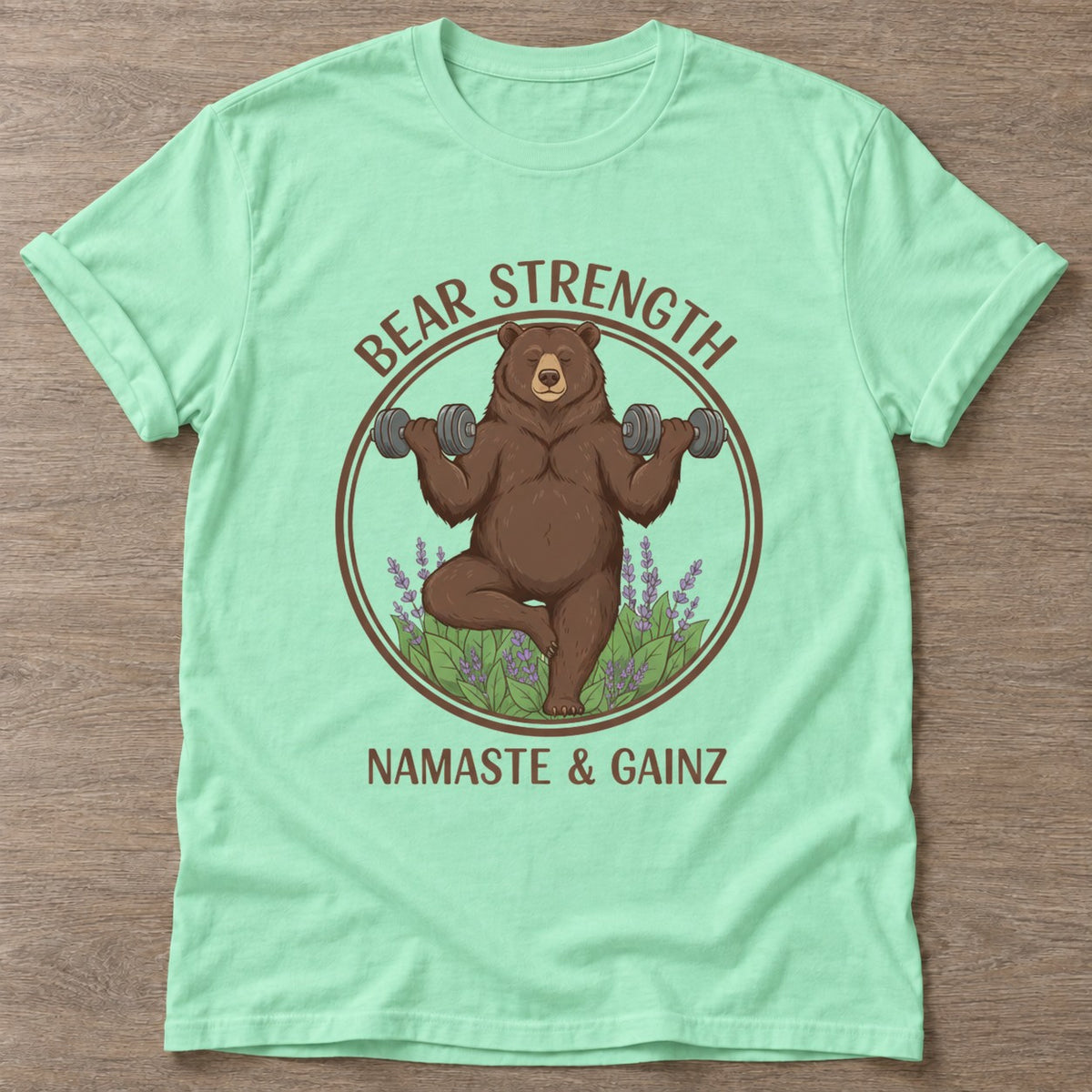 Mint Green Zen Gains T-shirt — funny gym slogan, for women who train and laugh about it