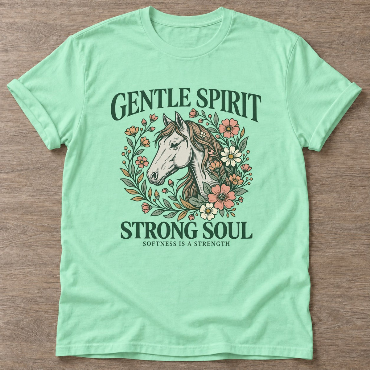 Mint Green Softness Is Strength T-shirt — rest and recovery design, for women who train