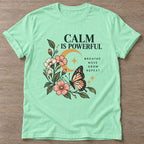 Mint Green Mindful Bloom T-shirt — floral strength design, for women who train