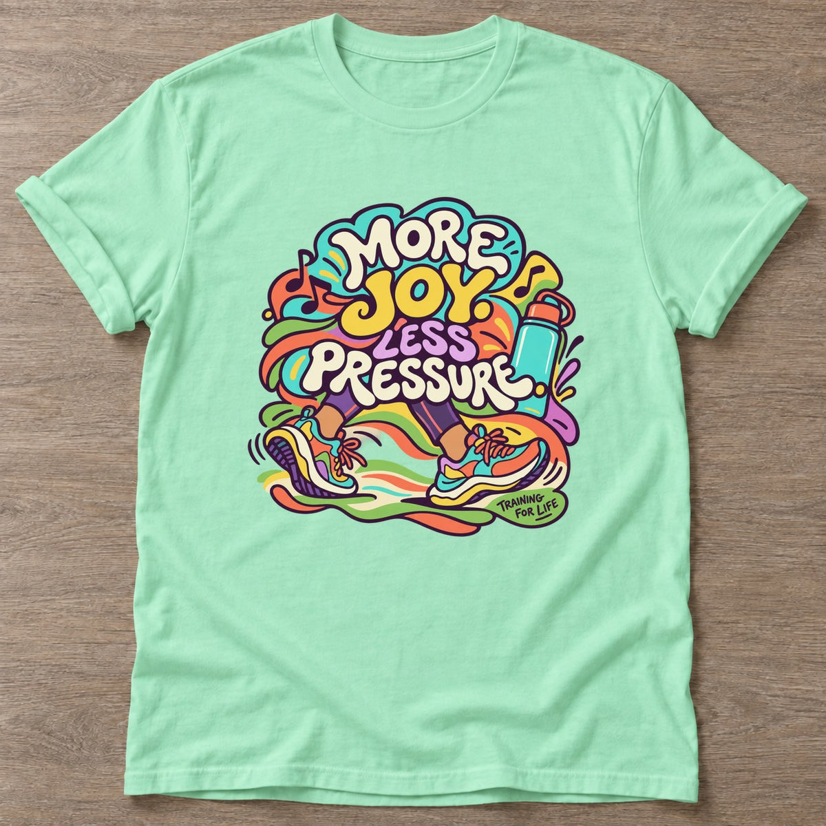 Mint Green Joy Over Pressure T-shirt — rest and recovery design, for women who train