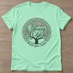 Mint Green Blooming Purpose T-shirt — floral strength design, for women who train
