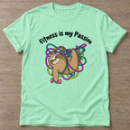 Mint Green Sloth T-shirt — funny gym slogan, for women who train and laugh about it