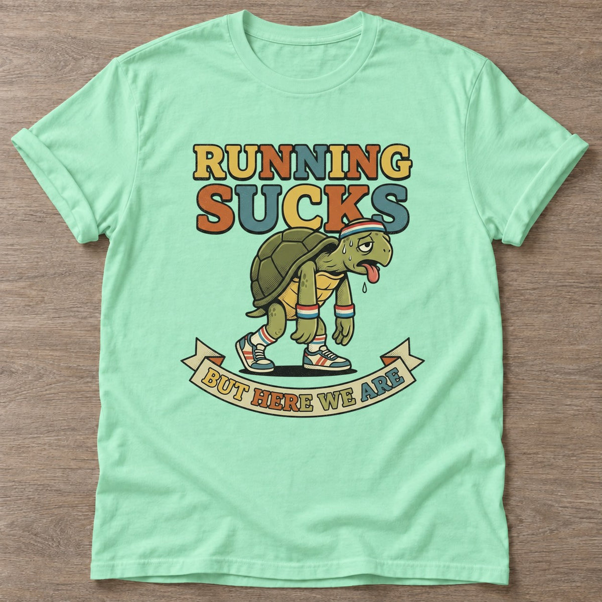 Mint Green Tortoise Vibes T-shirt — longevity training design, for women over 40