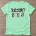 Mint Green Consistency Wins T-shirt — motivational slogan design, for women who train