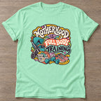 Mint Green Mom Gains T-shirt — weightlifting design, for women who lift