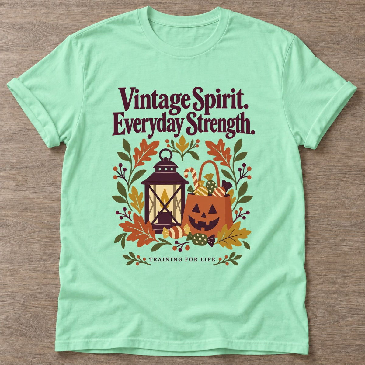 Mint Green Vintage Spirit T-shirt — longevity training design, for women over 40