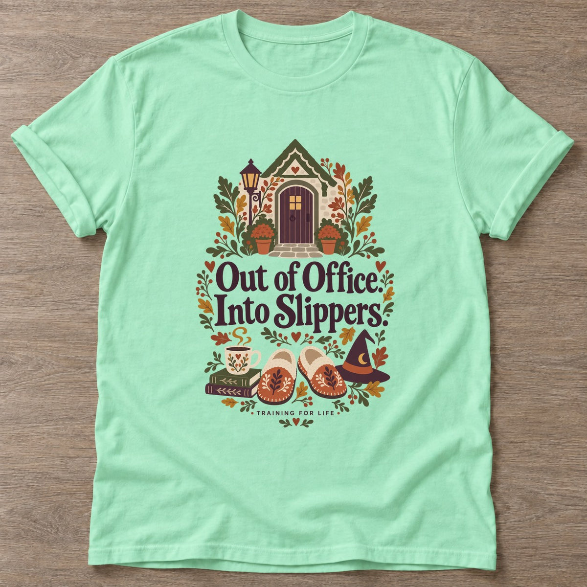 Mint Green Cozy Resignation T-shirt — rest and recovery design, for women who train