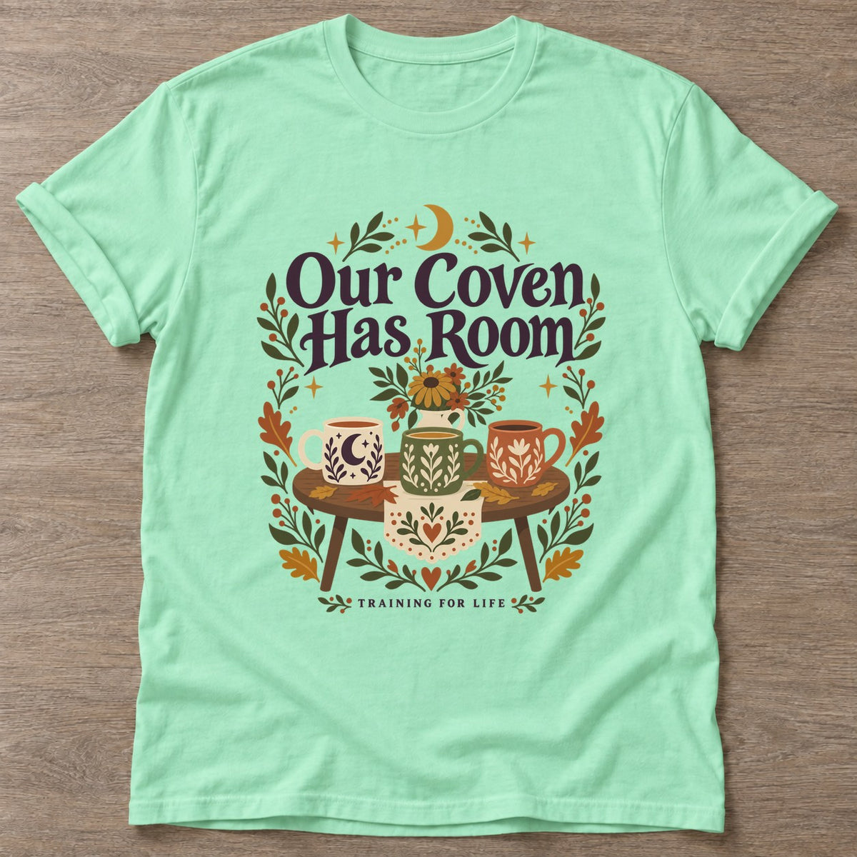 Mint Green Coven Training T-shirt — gym club design, for women who train together