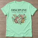Mint Green Show Up Bloom T-shirt — floral strength design, for women who train