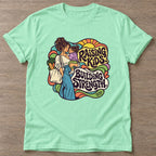 Mint Green Strength Through Motherhood T-shirt — motivational slogan design, for women who train