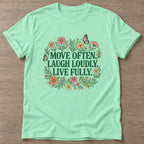 Mint Green Bloom In Motion T-shirt — floral strength design, for women who train