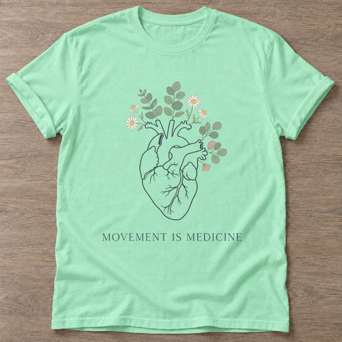 Mint Green Bloom Within T-shirt — floral strength design, for women who train