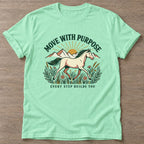 Mint Green Purpose Rider T-shirt — motivational slogan design, for women who train