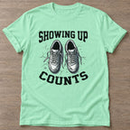 Mint Green Laced Intent T-shirt — running design, for women who run