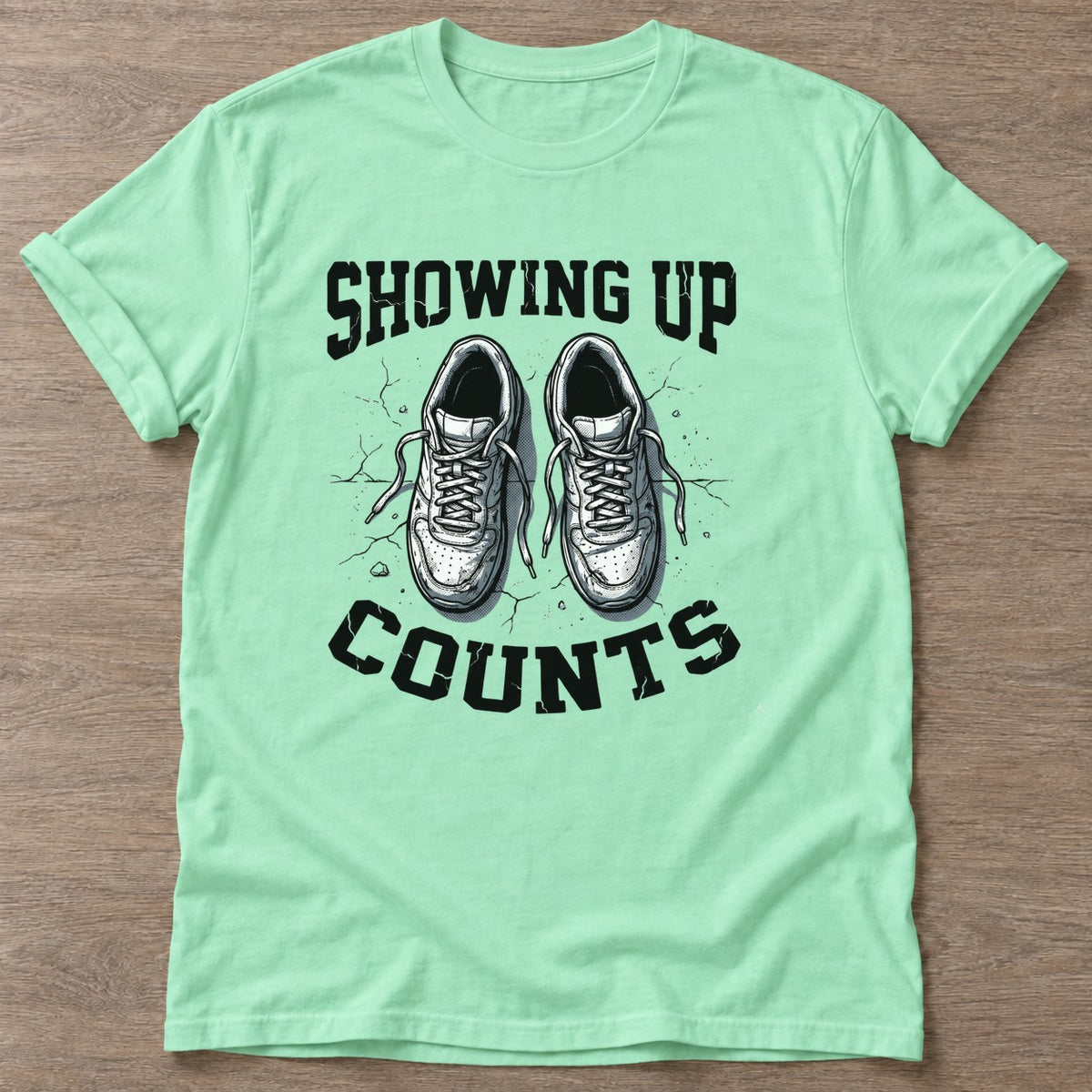 Mint Green Laced Intent T-shirt — running design, for women who run