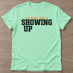Mint Green Hardest Part T-shirt — motivational slogan design, for women who train