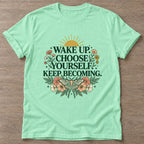 Mint Green Bloom Intentional T-shirt — floral strength design, for women who train