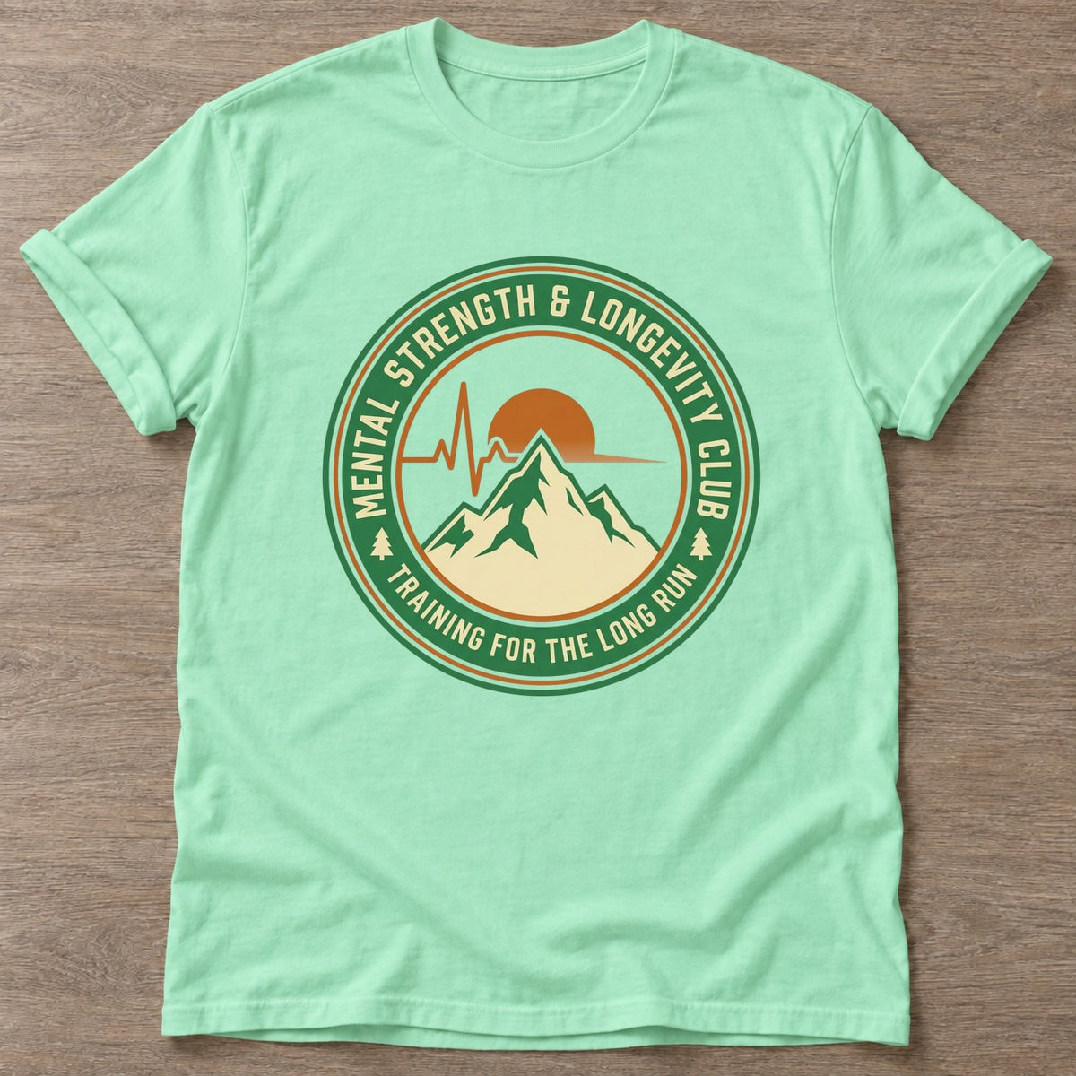 Mint Green Endurance Mindset T-shirt — longevity training design, for women over 40
