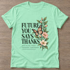 Mint Green Growth Blooms T-shirt — growth mindset design, for women building a habit