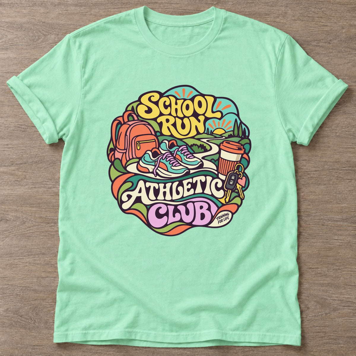 Mint Green Athletic Club T-shirt — gym club design, for women who train together