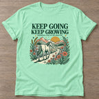 Mint Green Progress Practice T-shirt — growth mindset design, for women building a habit
