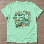 Mint Green Patience Over Perfection T-shirt — growth mindset design, for women building a habit