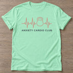 Mint Green Nervous Gains T-shirt — funny gym slogan, for women who train and laugh about it