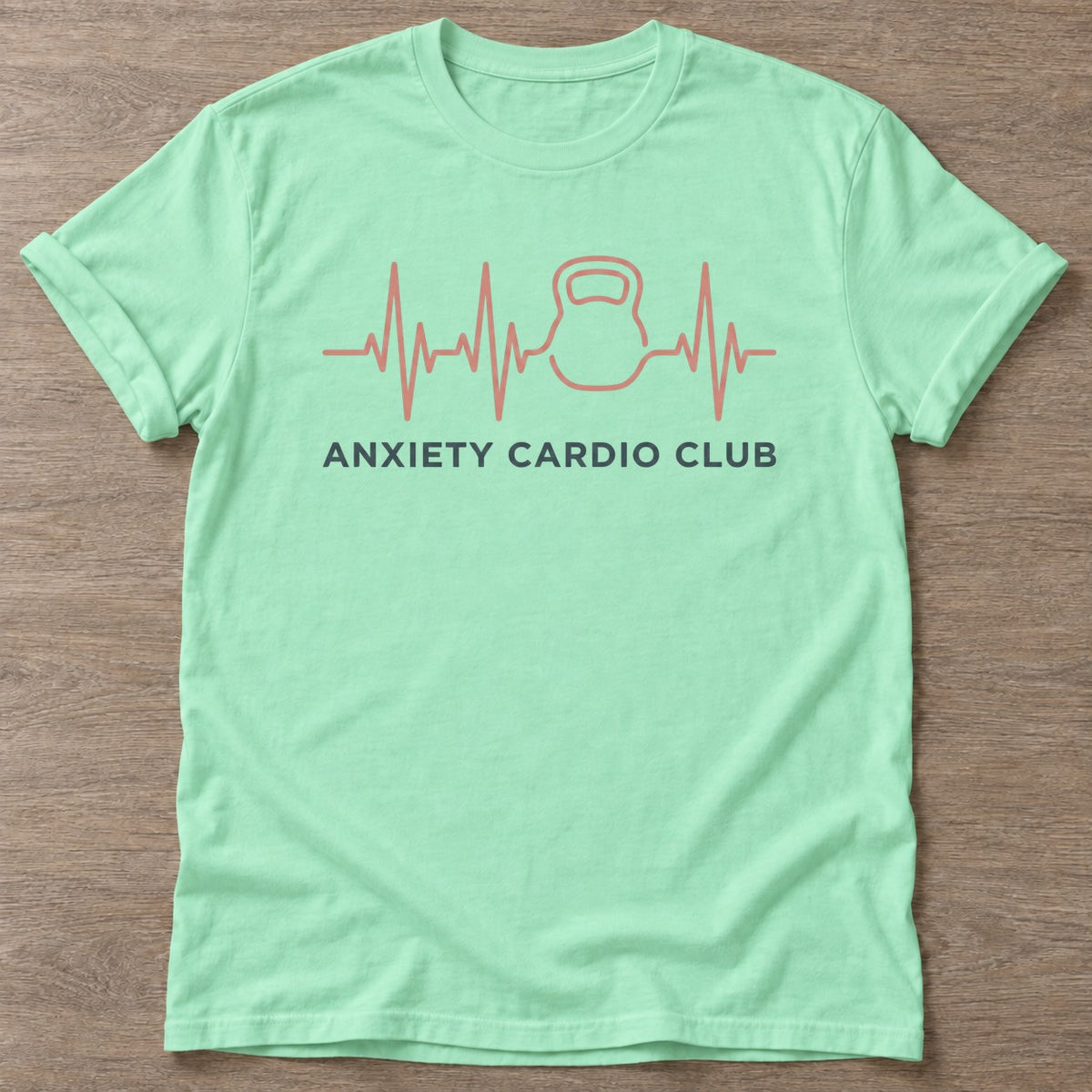 Mint Green Nervous Gains T-shirt — funny gym slogan, for women who train and laugh about it