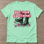 Mint Green Roses And Boots T-shirt — floral strength design, for women who train