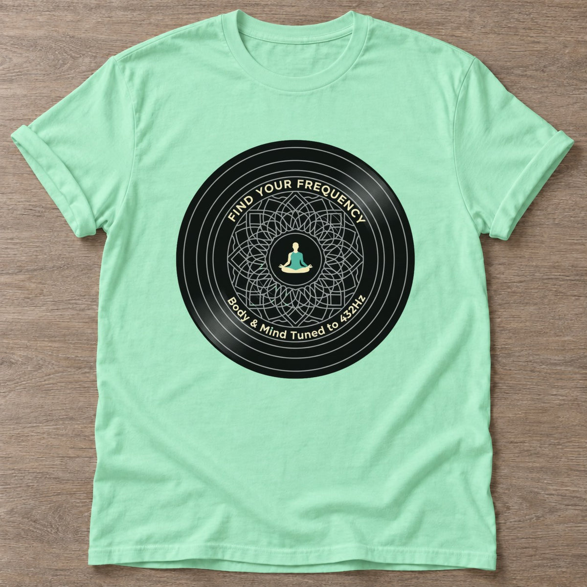 Mint Green Tuned To 432Hz T-shirt — rest and recovery design, for women who train