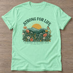 Mint Green Wildflower Strength T-shirt — floral strength design, for women who train
