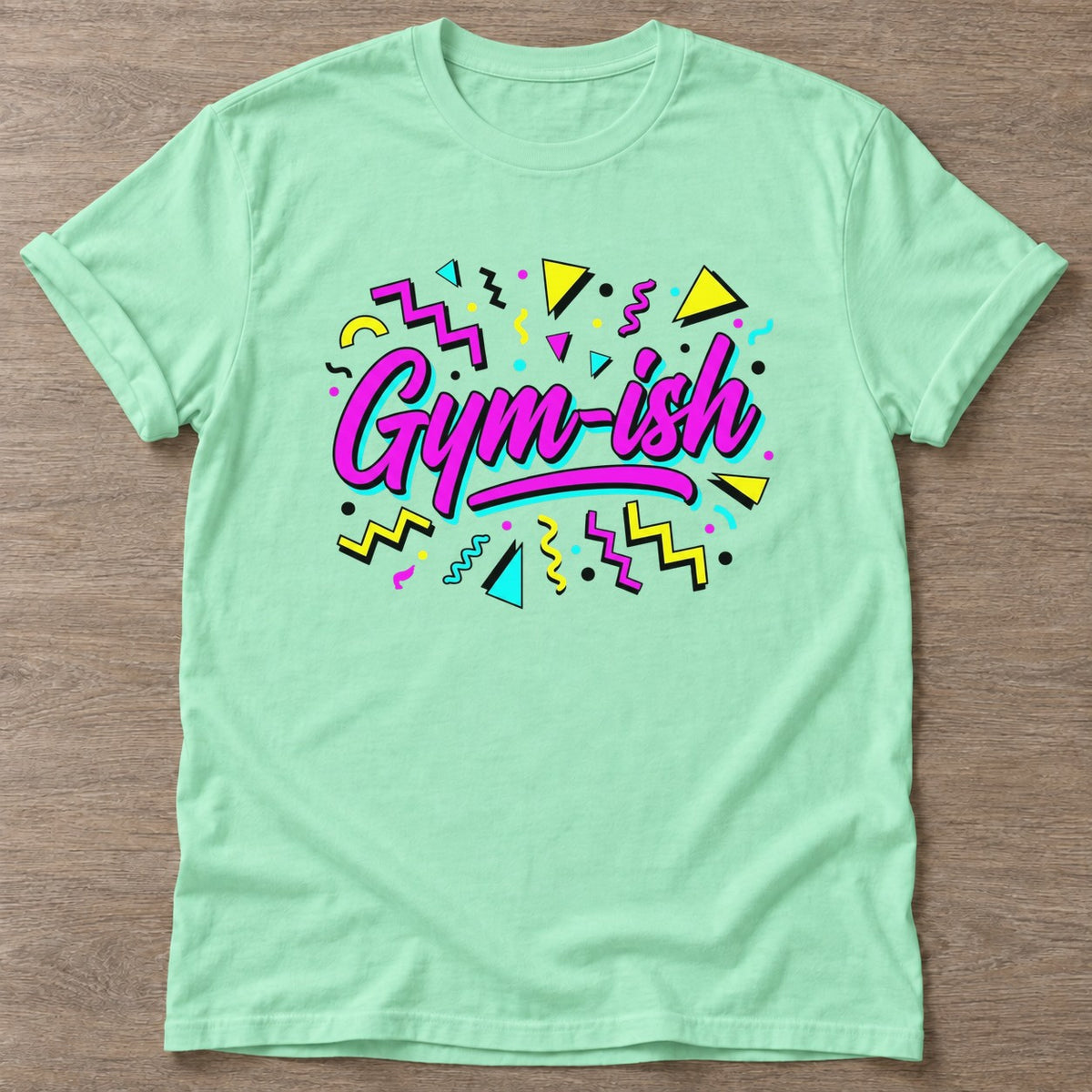 Mint Green Sweat Chaos T-shirt — funny gym slogan, for women who train and laugh about it