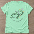 Mint Green Blooming Chemistry T-shirt — floral strength design, for women who train