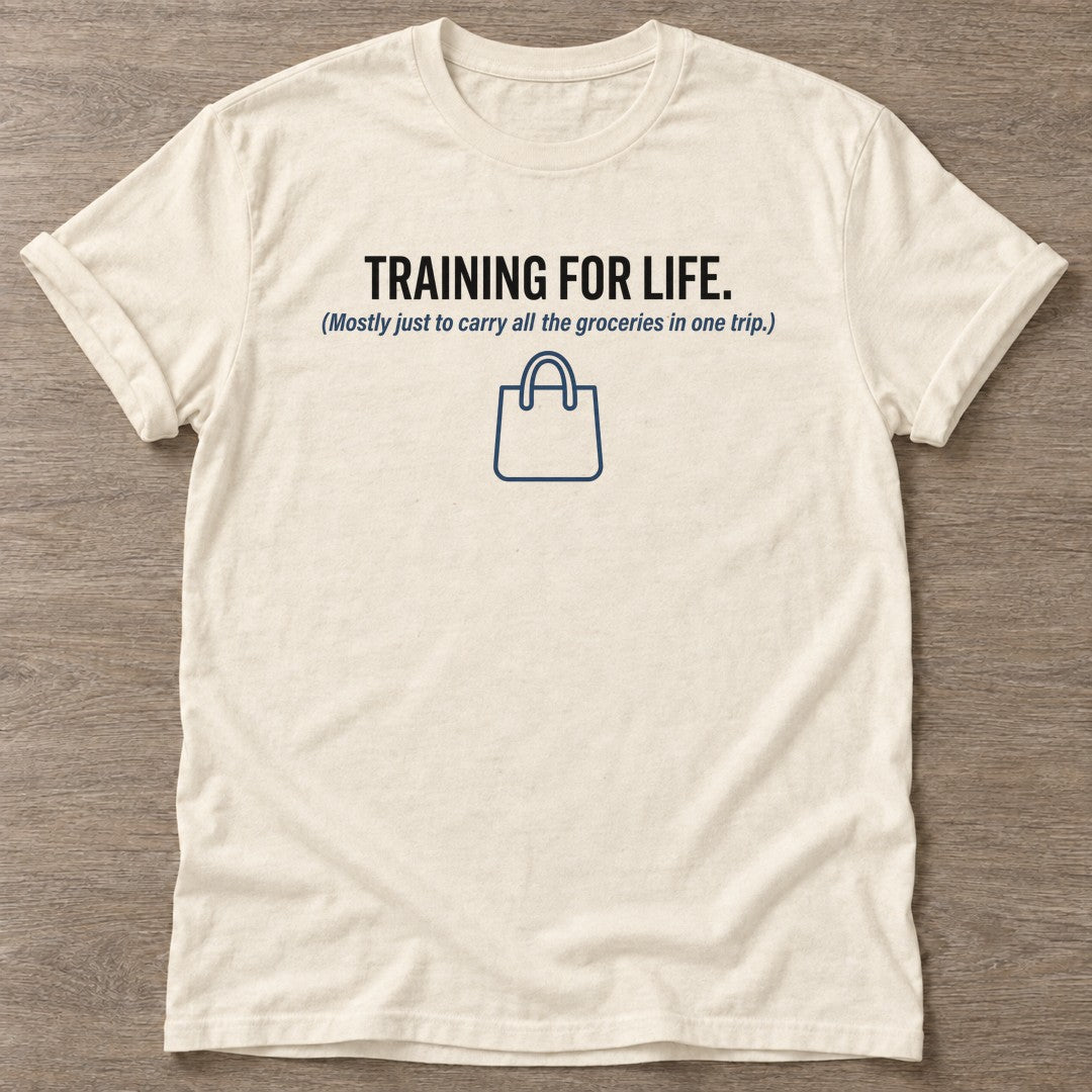 Natural Grocery Gains T-shirt — funny gym slogan, for women who train and laugh about it