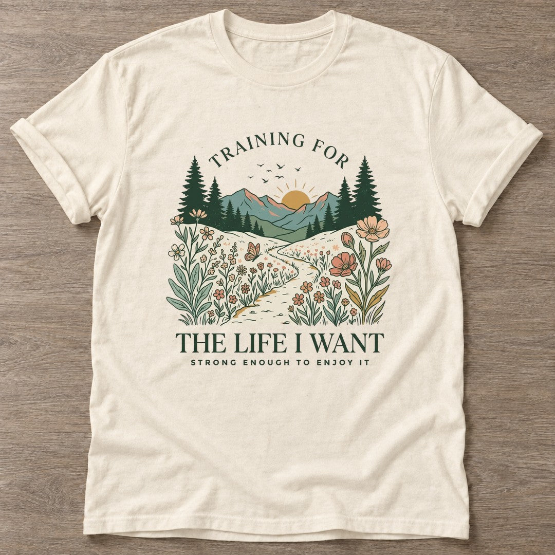 Natural Enjoy The Climb T-shirt — motivational slogan design, for women who train