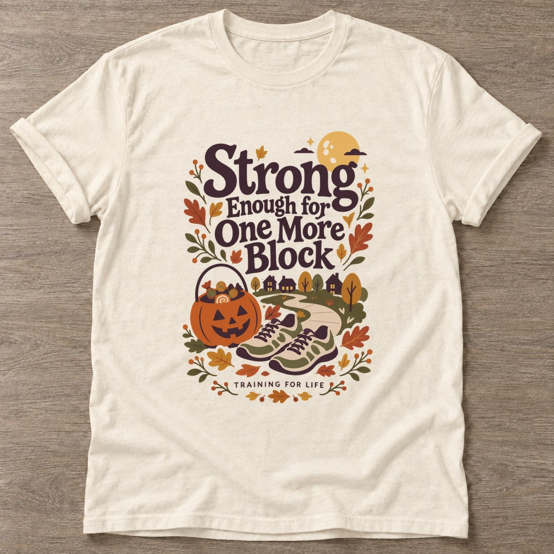 Natural One More Block T-shirt — walking club design, for women who walk