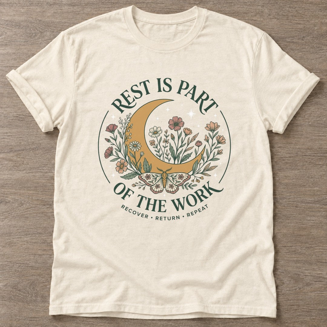 Natural Moonlight Recovery T-shirt — rest and recovery design, for women who train