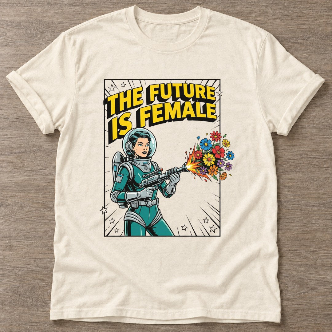 Natural Flower Power Astronaut T-shirt — floral strength design, for women who train