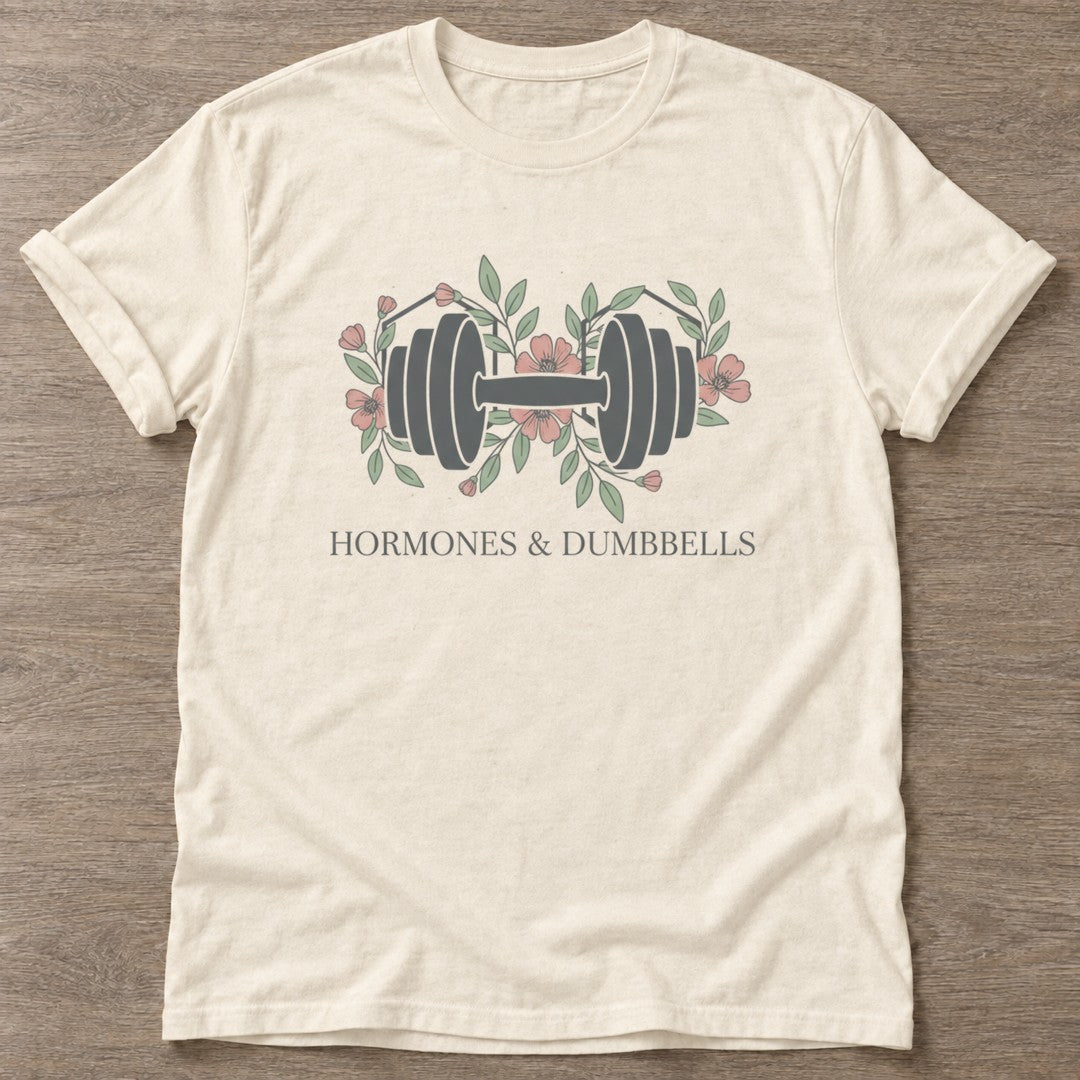 Natural Floral Grind T-shirt — floral strength design, for women who train