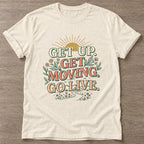 Natural Morning Momentum T-shirt — motivational slogan design, for women who train