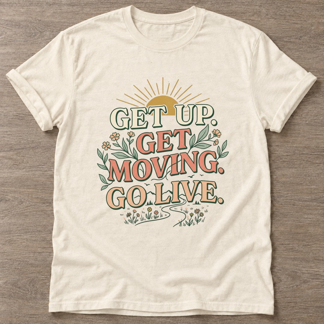 Natural Morning Momentum T-shirt — motivational slogan design, for women who train