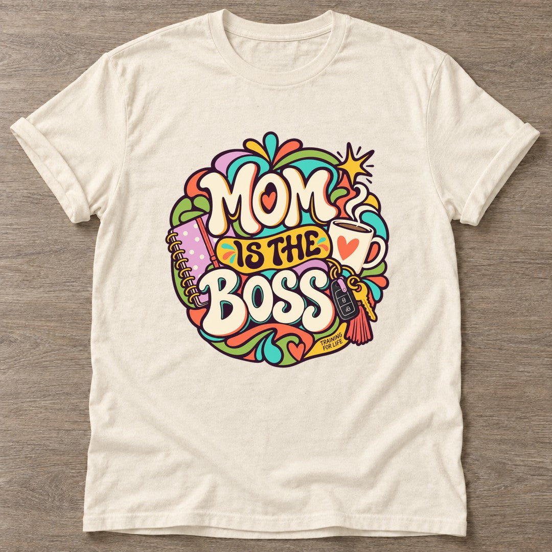 Natural Boss Mom T-shirt — motivational slogan design, for women who train