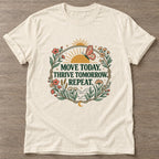 Natural Rise And Flourish T-shirt — growth mindset design, for women building a habit