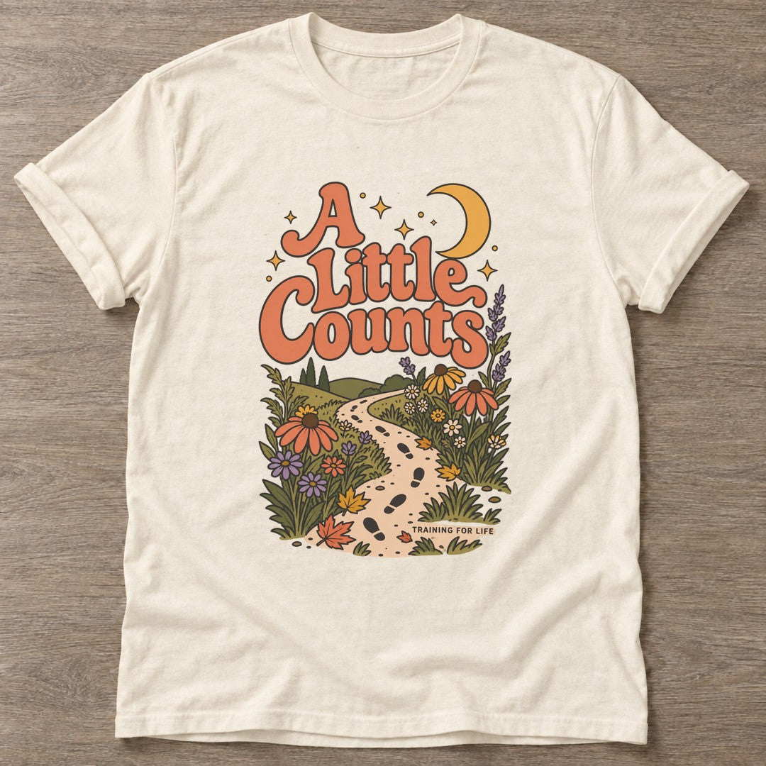 Natural Wildflower Path T-shirt — floral strength design, for women who train