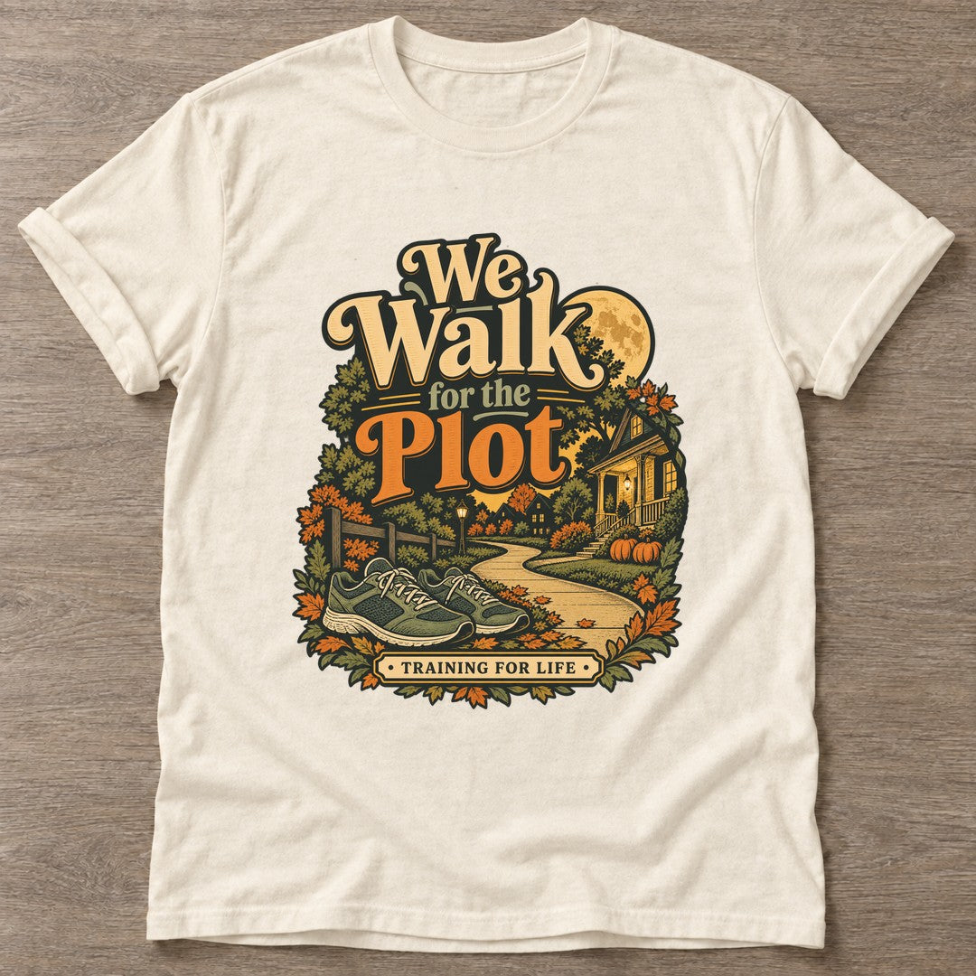 Natural Plot Training T-shirt — funny gym slogan, for women who train and laugh about it
