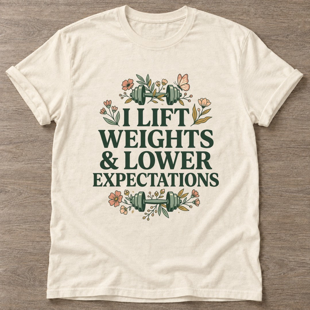 Natural Lift And Lower T-shirt — weightlifting design, for women who lift