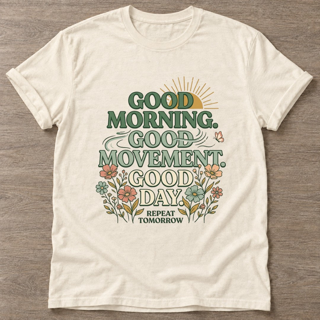 Natural Morning Ritual T-shirt — rest and recovery design, for women who train